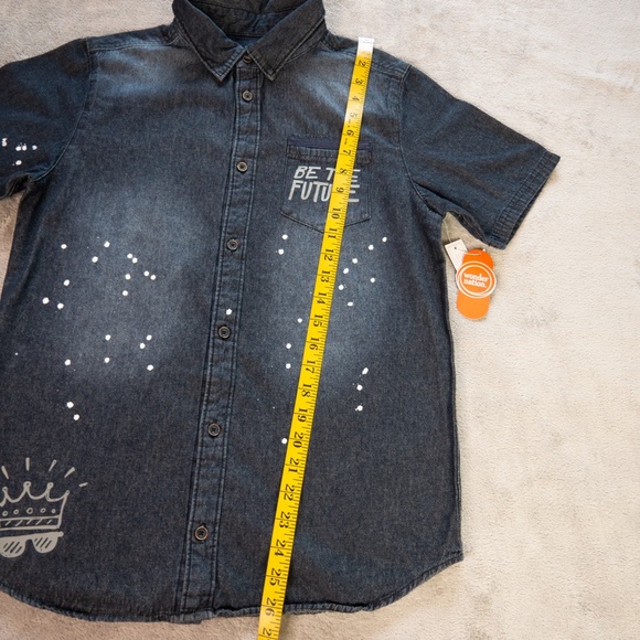 Wonder Nation Be The Future Denim Paint Splattered Shirt Big Boy XXL (18) Casual - Picture 7 of 11